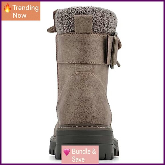 Women's Block Heel Ankle Boots with Lace-Up & Zipper Closure - Picture 6 of 8